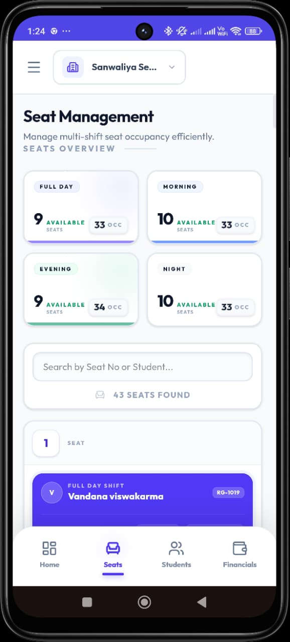 Library Seat Management Software
